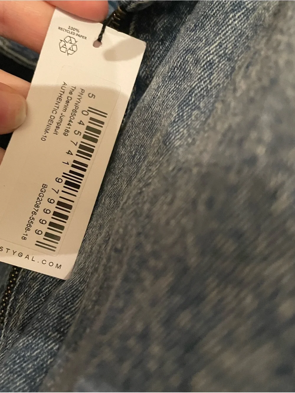 Nasty Gal Light Blue Denim Zip-Front Jumpsuit - Picture 7 of 7